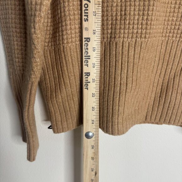 LL Bean Sweater Womens Medium Beige Tan Turtleneck Pullover Side Zip Knit - Picture 9 of 11